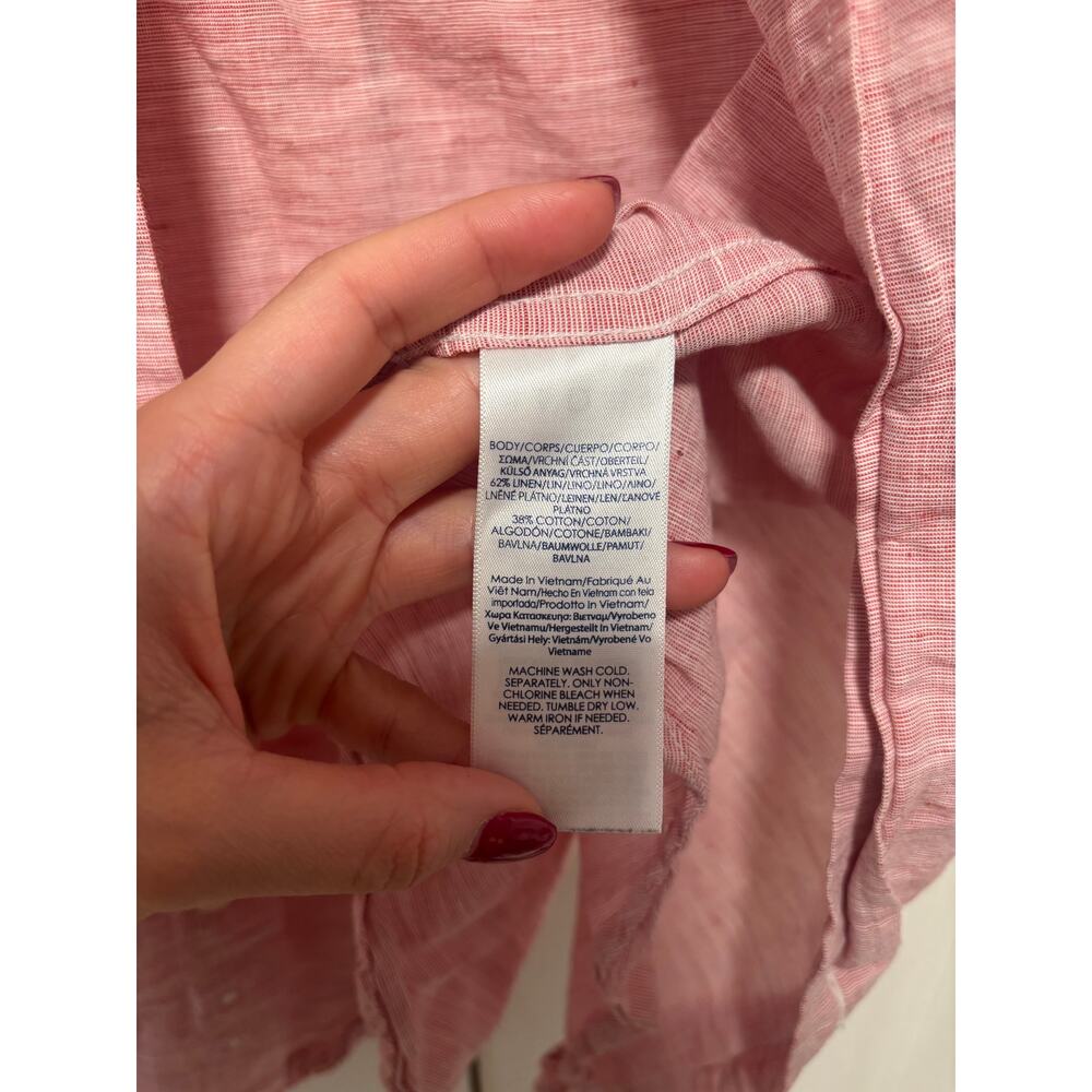 Chaps XL Pink Linen Cotton Button Down Shirt - Picture 6 of 7